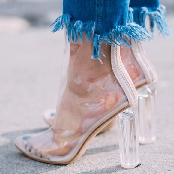 NWOT ALDO Clear plastic w Metallic silver accent high healed booties - Picture 11 of 12